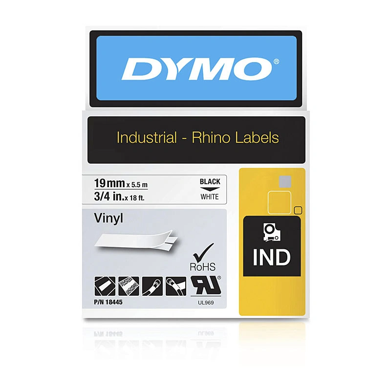 DYMO Rhino Vinyl Industrial Tape 19mm, Black on White (18445)
