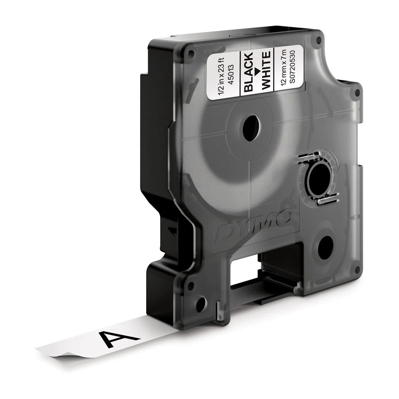 DYMO D1 Label Tape 12mm x 7m, Black on White, 10 Pack (2093097)