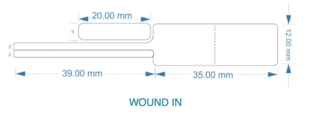 Direct Thermal Jewellery Labels Synthetic (Cricket Bat/Rat Tail) 74mm x 12mm (5 Rolls of 1,000)