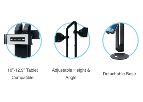 FlexiPOS Universal POS Tablet Stand with Optional Dual Display Bracket (Black or Silver)