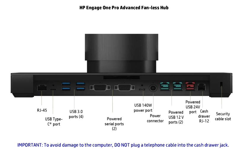 HP Engage 1 PRO i5 Touch POS Terminal 8/256 15.6P Tilt Stand Integrated IO/HUB W11P