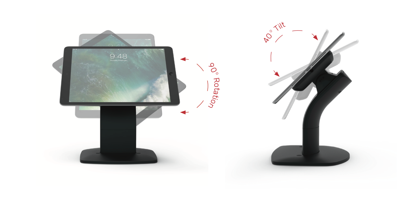 Monza Universal Tablet & iPad Retail Stand - (Black or White) Screw Down or Free Standing