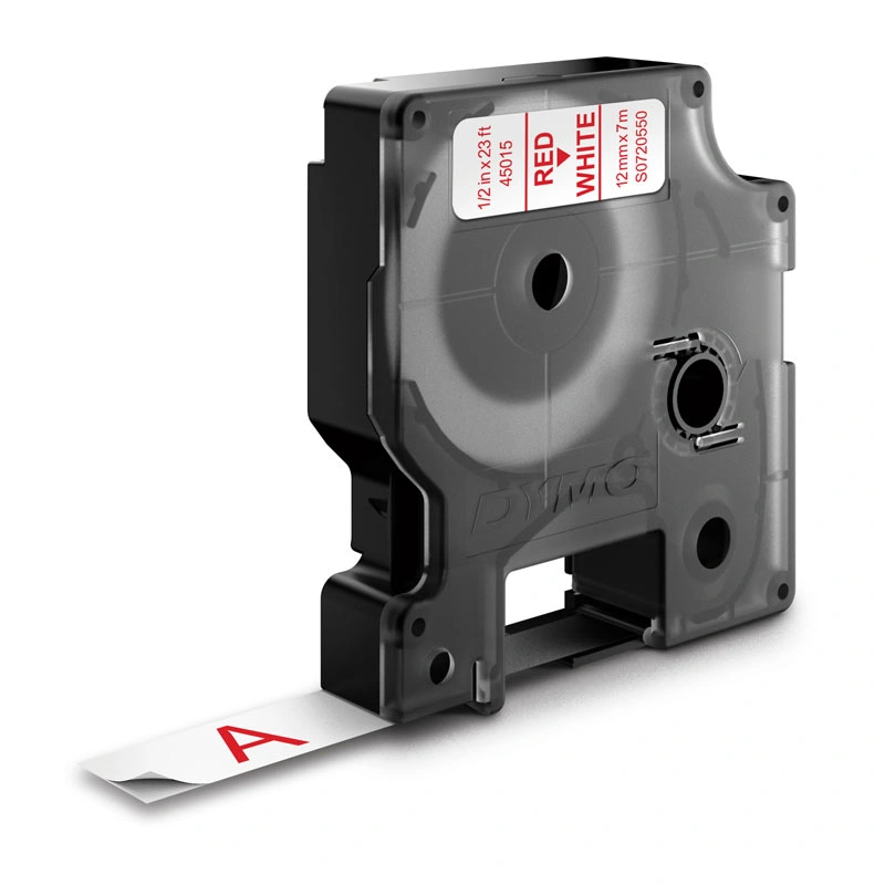 DYMO D1 Label Tape 12mm x 7m, Red on White (S0720550)