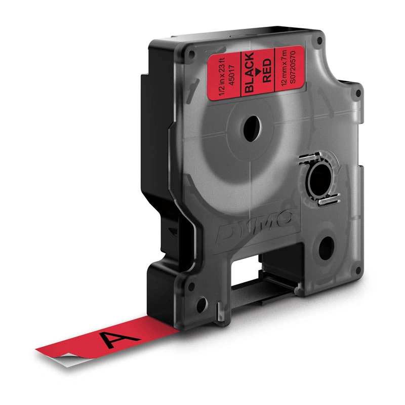 DYMO D1 Label Tape 12mm x 7m, Black on Red (S0720570)