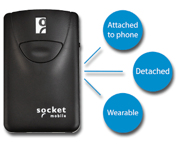 Socket SocketScan S800 Bluetooth Scanner (8Ci) - Apple IOS 1D Black USB Charging Cable Klip Case