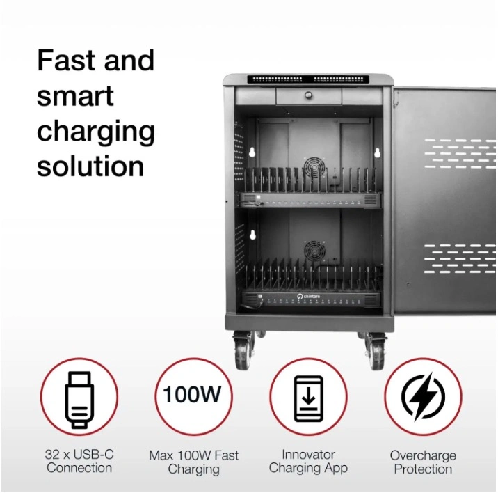 Shintaro 32-Port USB-C 2000W Charging Trolley