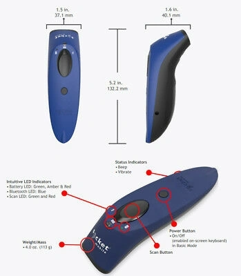 Lightspeed Retail POS Register Compatible 2D Socket Bluetooth Handheld Scanner