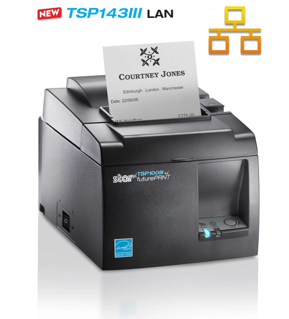 LightSpeed Retail POS Compatible Star Micronics Network/Ethernet Thermal Receipt Printer, Autocutter, Black