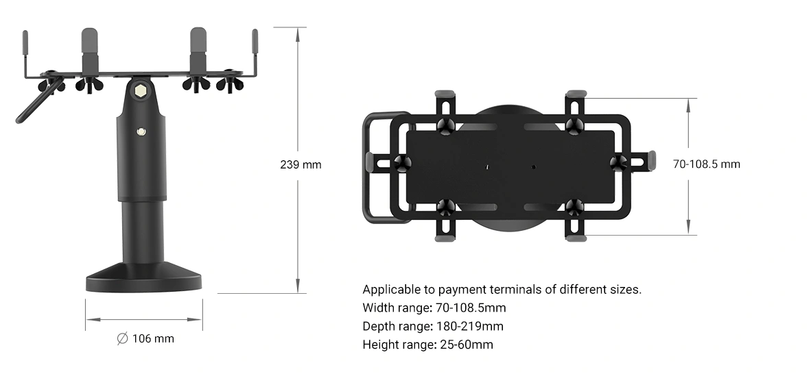 Universal EFTPOS Payment Device Card Reader Stand with Universal Plate (Rotate and tilt)