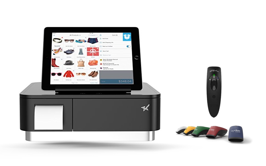 Dear POS iPad Compatible Bundle 2 All in One Receipt Printer, iPad Stand, Cash Drawer Bluetooth Scanner