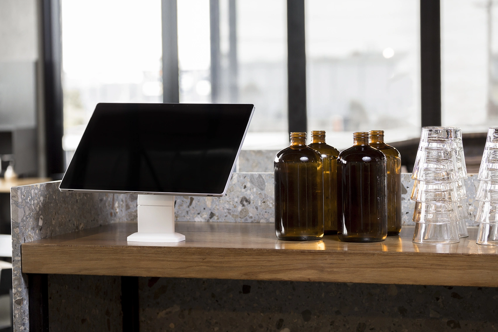 Monza Universal Tablet & iPad Retail Stand - (Black or White) Screw Down or Free Standing
