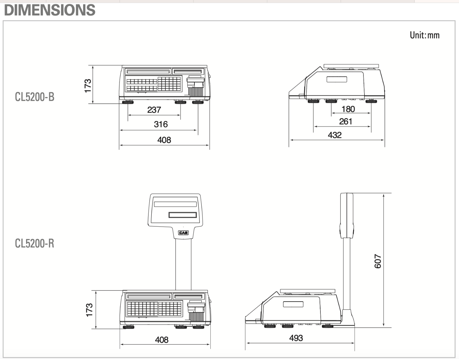 CAS CL-5500 Scale with Barcode Label and Receipt / Ticket Printing (Trade Approved) CL5500