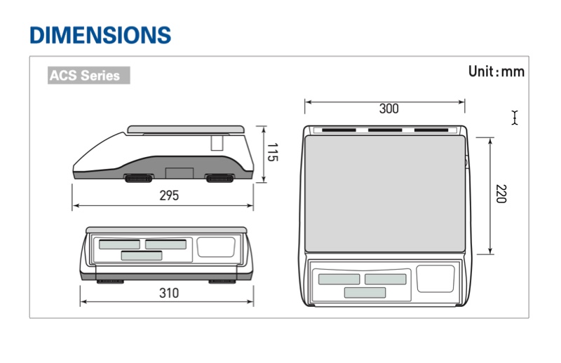 CAS ACS Coin Counting Scale Dimensions