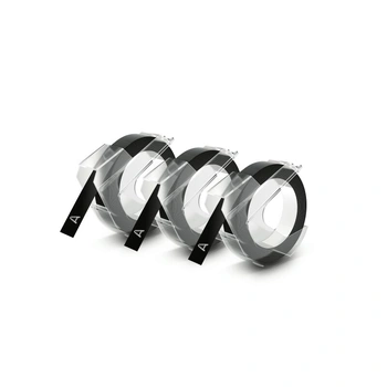 DYMO Embossing Tape 9mm x 3m, Black, 3 Pack (1741670)