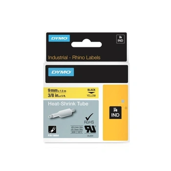 DYMO Rhino Heat Shrink Tube 9mm, Black on Yellow (18054)