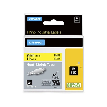 DYMO Rhino Heat Shrink Tube 12mm, Black on Yellow (18056)