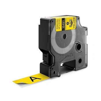 DYMO Rhino Flexible Nylon Labels 19mm x 3.5m, Black on Yellow (18491)