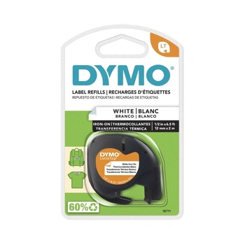 DYMO LetraTag Iron-On Fabric Labels 12mm x 2m, White (18771)