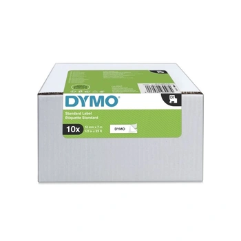 DYMO D1 Label Tape 12mm x 7m, Black on White, 10 Pack (2093097)