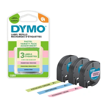 DYMO LetraTag Label Tape Assorted Pastel, 3 Pack (2213391)
