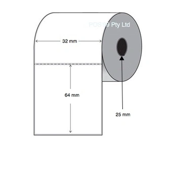 Thermal Transfer Labels - 32 x 64 x 25mm Permanent Satin Gloss (10,000)