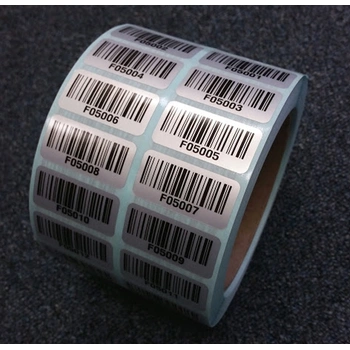 Thermal Transfer Labels (2 Accross) 50mm x 25mm x 25mm Core (10 Rolls of 2,000) - Silver Mylar
