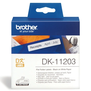 Brother DK-11203 White File Folder Label - 17mm x 87mm - (3 Rolls of 300)