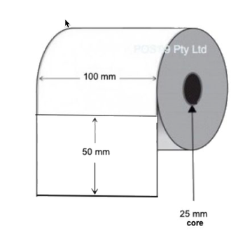 Direct Thermal SYNTHETIC Labels 100mm x 50mm x 25mm Core (8 Rolls of 250) Permanent Adhesive (Mobile)
