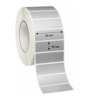 Thermal Transfer Labels 50mm x 25mm x 25/38mm Core (Rolls of 1,000) - Silver Mylar