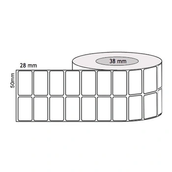 Direct Thermal Labels 50mm x 28mm x 38mm Core - 2 Across (Rolls of 2500 labels) Permanent