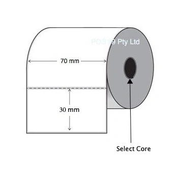 Direct Thermal Labels 70mm x 30mm (6 Rolls of 2,000) Perforated
