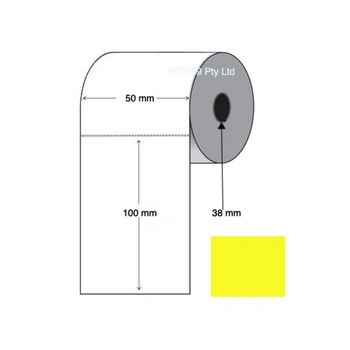 Yellow Direct Thermal Labels 50mm x 100mm (Rolls of 500)