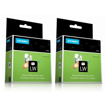DYMO Label 25mm x 25mm (2 Rolls of 750) Labels Removable Adhesive White