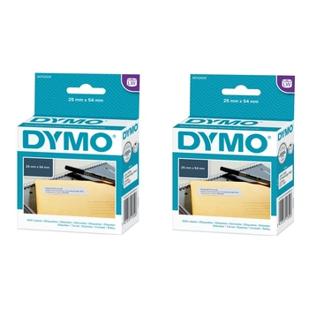 DYMO Label 25mm x 54mm (2 Rolls of 500) Labels Permanent Adhesive White (SKU 11352, S0722520)