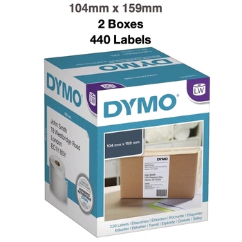 DYMO High Capacity Shipping Labels 104mm x 159mm (2 Rolls of 220), Permanent White