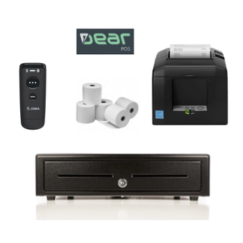 Dear POS Bundle 1 Star Micronics Receipt Printer, 2D Zebra Bluetooth Scanner, Cash Drawer