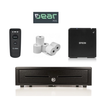 Dear POS Bundle 3 Epson Receipt Printer, 2D Zebra Bluetooth Scanner, Cash Drawer