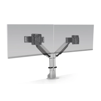 Human Active Technology HAT Monitor Arm E2 Dual with Top Down Clamp - Silver (From 1.kg Flat to 7.2kg Curved)