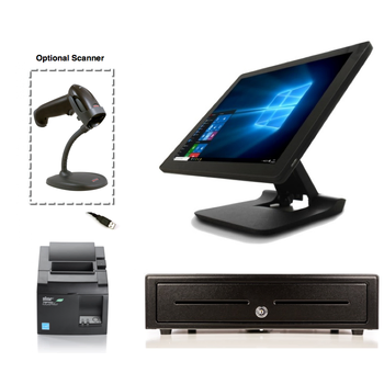 Element 455 Touch Screen Bundle - 15" POS Terminal, Epson USB Printer, Cash Drawer (Optional Scanner & Paper)