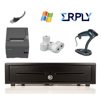 ERPLY PC Compatible Bundle No.3 - Epson Network Receipt Printer, Cash Drawer, Corded Scanner, Optional Paper