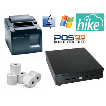 Hike POS Bundle No.3 - Windows & Mac STAR TSP143IIIU (TSP100ECO) USB Receipt Printer, Cash Drawer, Paper