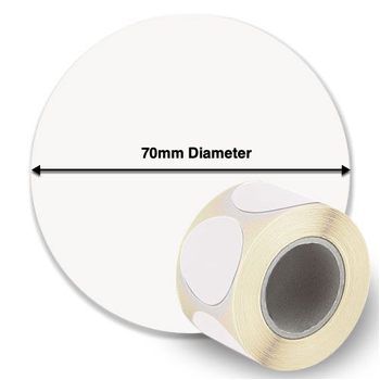 70mm Circle InkJet Label Rolls (Die Cut) - Matt or Gloss, Paper or Synthetic C3500  and C4010