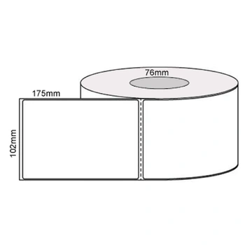 102mm x 175mm - White Direct Thermal Perforated Labels, Permanent Adhesive, 76mm Core, 750/roll L17328
