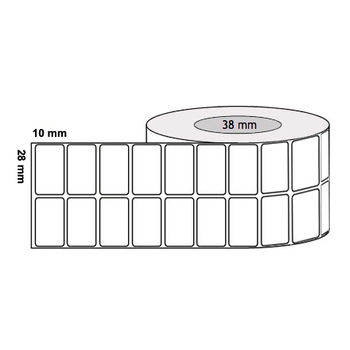 Thermal Transfer Labels 28mm x 10mm x 38mm Core (4 Rolls of 5,000 LPR) 2 Across Synthetic BOPP