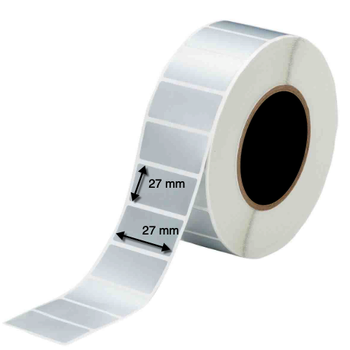 Thermal Transfer Labels 27mm x 27mm (Rolls of 1,000) Silver Mylar Asset Labels