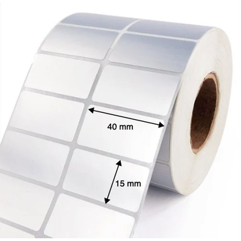 Thermal Transfer Labels - 2 Across - 40mm x 15mm (Rolls of 2,000) - Silver Mylar