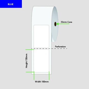 Shipping Labels - Direct Thermal - 100mm x 150mm x 25mm Core BLUE (6 rolls of 400)