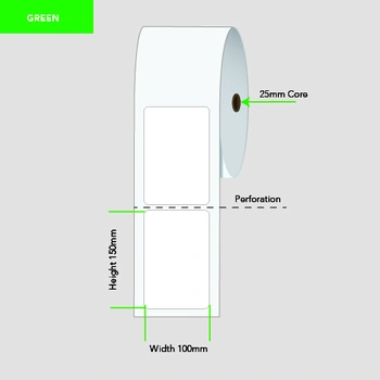 Shipping Labels - Direct Thermal - 100mm x 150mm x 25mm Core GREEN (6 rolls of 400)
