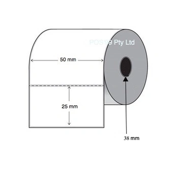 Direct Thermal Labels 50mm x 25mm x 38mm Core (Rolls of 2,000) Perforated