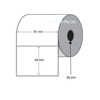 Direct Thermal Labels 70mm X 25mm X 25mm Core (4 Rolls Of 2,500) Removable, Perforated